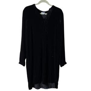 Sundance Enchantment Velvet Silk Dress Size Medium Long Sleeve Pintuck Boho